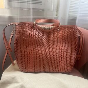 Cole Haan Genevive Leather weave Tote Bag / Nectar